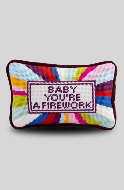 Firework Mini Needlepoint Pillow