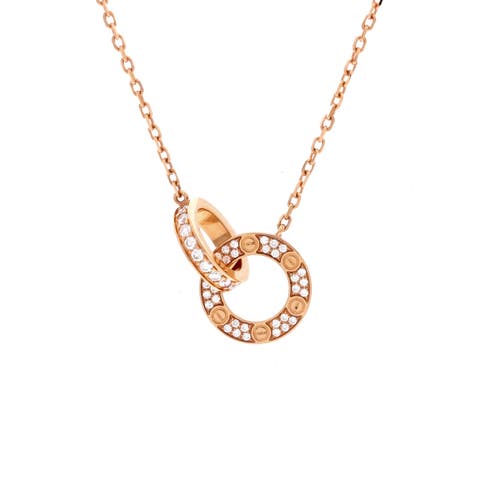 Love Interlocking Pave Necklace 18K Rose Gold and Diamonds