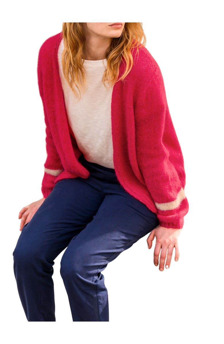 Celtic & Co. ALPACA COTTON SLOUCH CARDIGAN, Alternate, color, Raspberry / Oatmeal