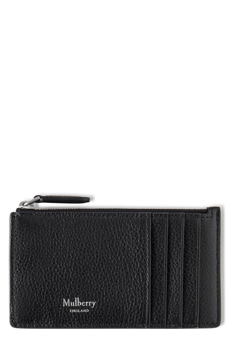 Continental Zip Leather Card Holder, Main, color, BLACK