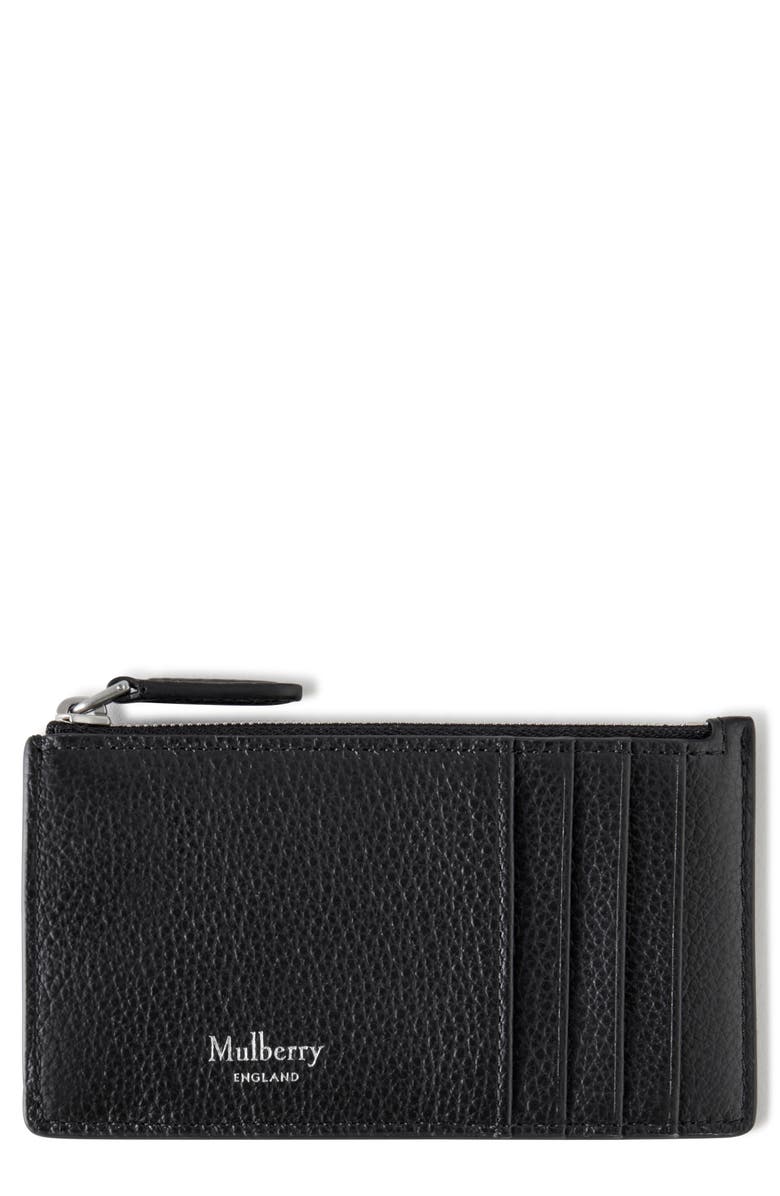 Mulberry Continental Zip Leather Card Holder, Main, color, Black