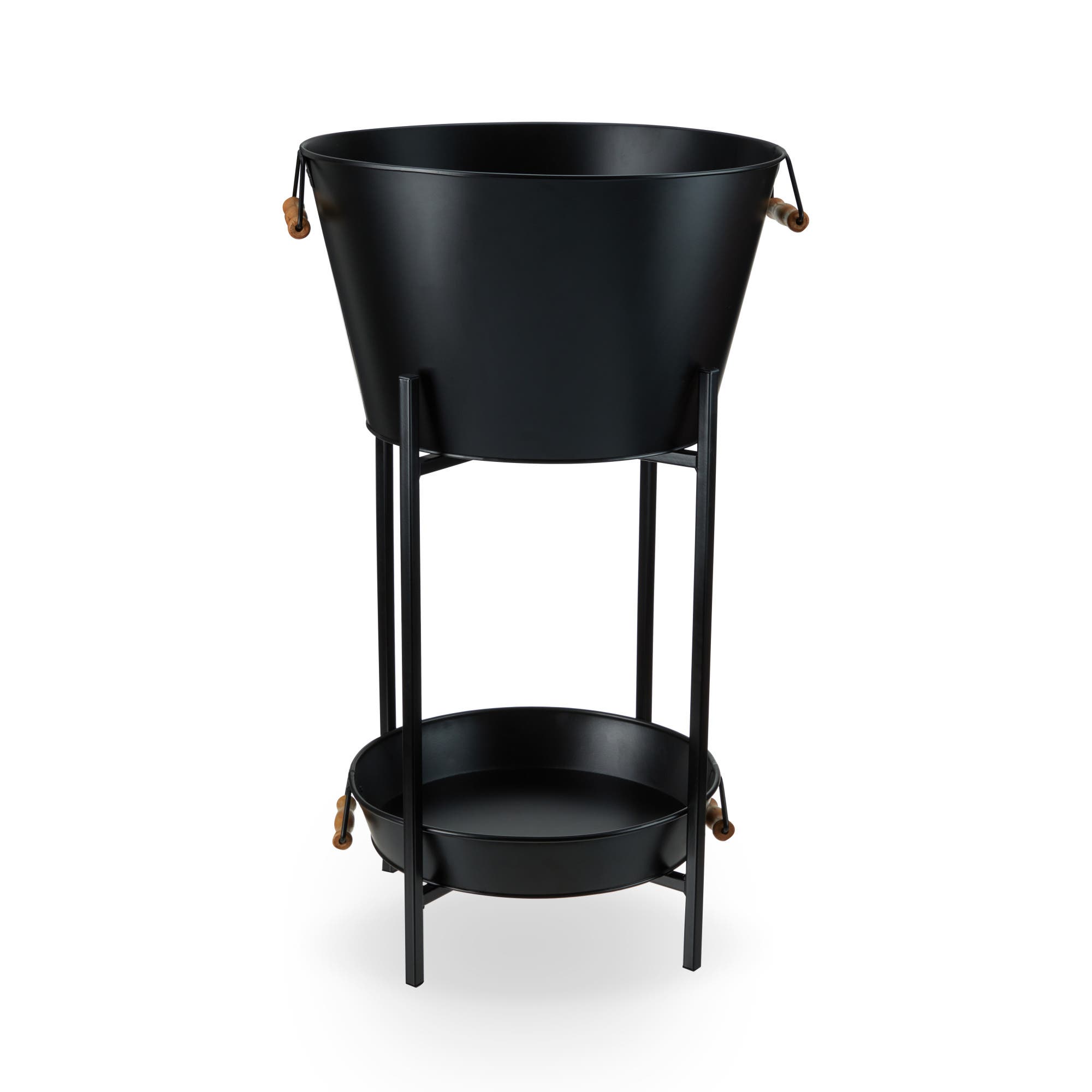 TWINE Beverage Tub with Stand & Tray in Black - Black