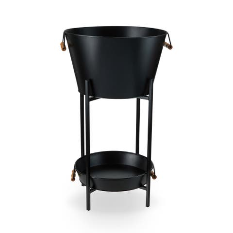 Beverage Tub with Stand & Tray in Black