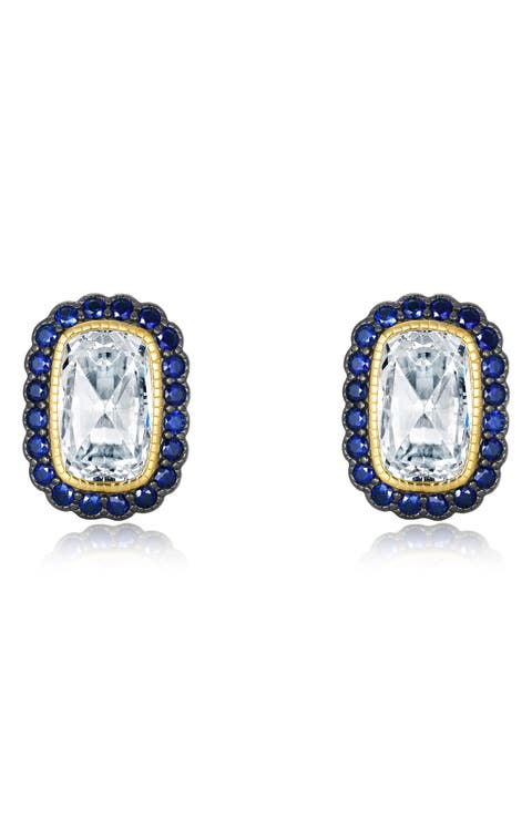 Art Deco Simulated Diamond Halo Stud Earrings