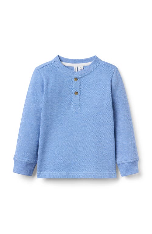 Janie And Jack Textured Jacquard Henley Tee In Blue