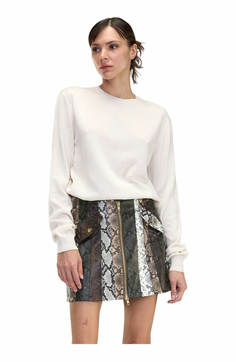 Cynthia Rowley Snake-Embossed Vegan Leather Skirt, Alternate, color, 