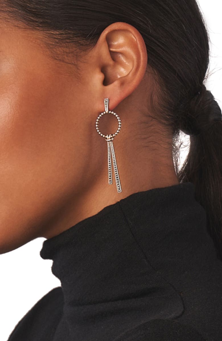 LAGOS Signature Caviar Bead & Circle Drop Earrings, Alternate, color, Silver