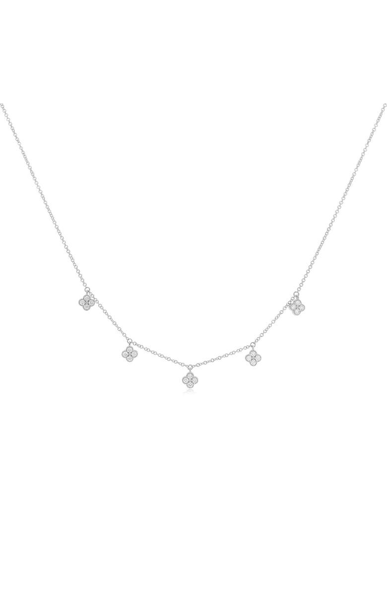 The Lovery Fine Jewelry Diamond Clover Dangle Necklace, Main, color, White Gold