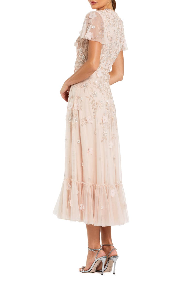 Embellished High Neck Cap Sleeve A Line Dress, Alternate, color, Blush