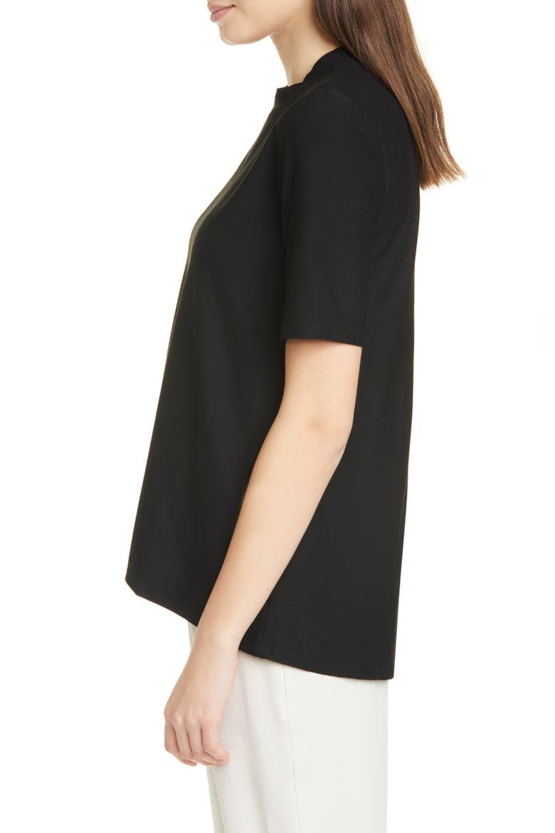 Mock Neck Short Sleeve Top, Alternate, color, BLACK