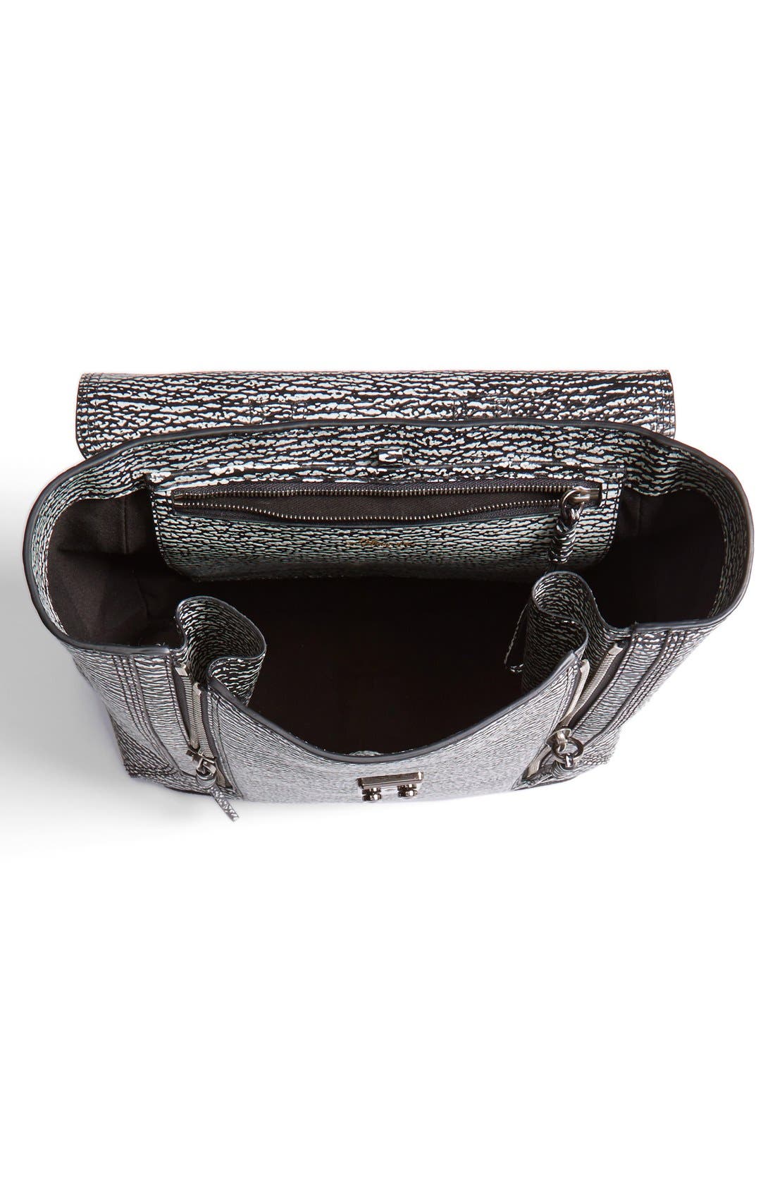 'Pashli' Shark Embossed Leather Backpack, Alternate, color, BLACK CREAM/ GUNMETAL