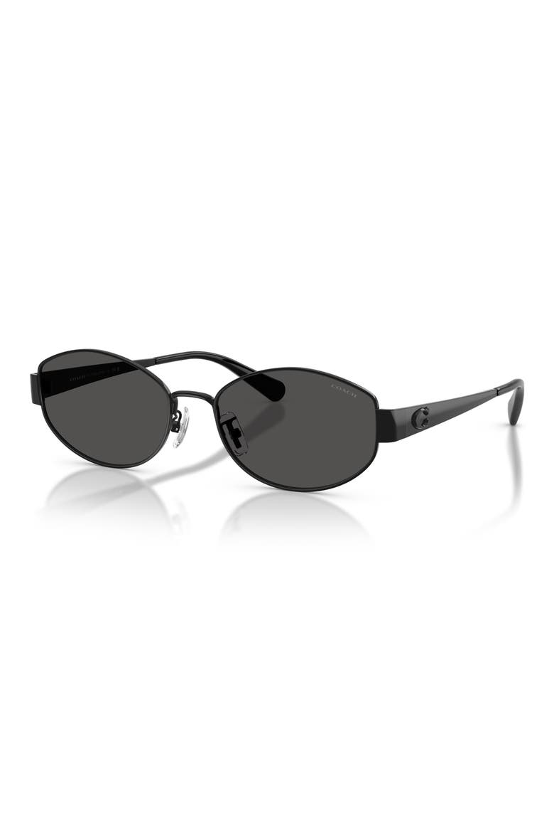 57mm Irregular Sunglasses, Alternate, color, SHINY BLACK / GREY SOLID
