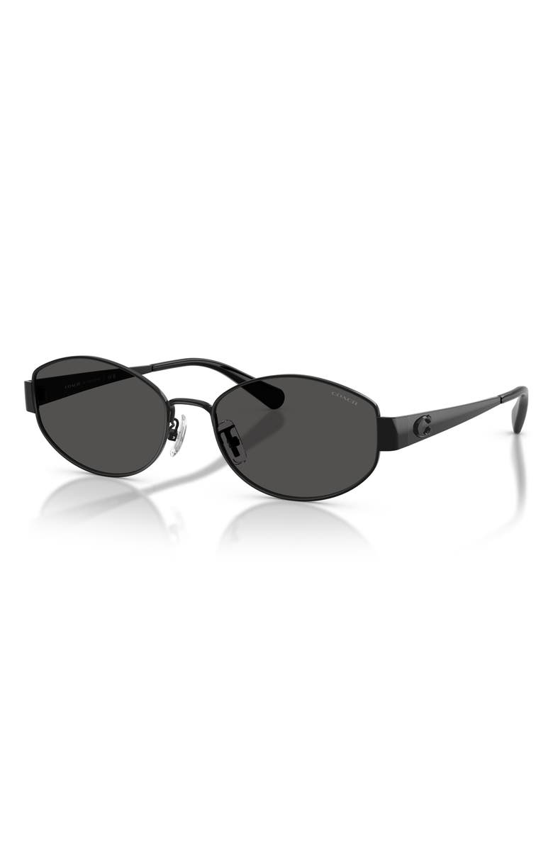 COACH 57mm Irregular Sunglasses, Alternate, color, Shiny Black / Grey Solid