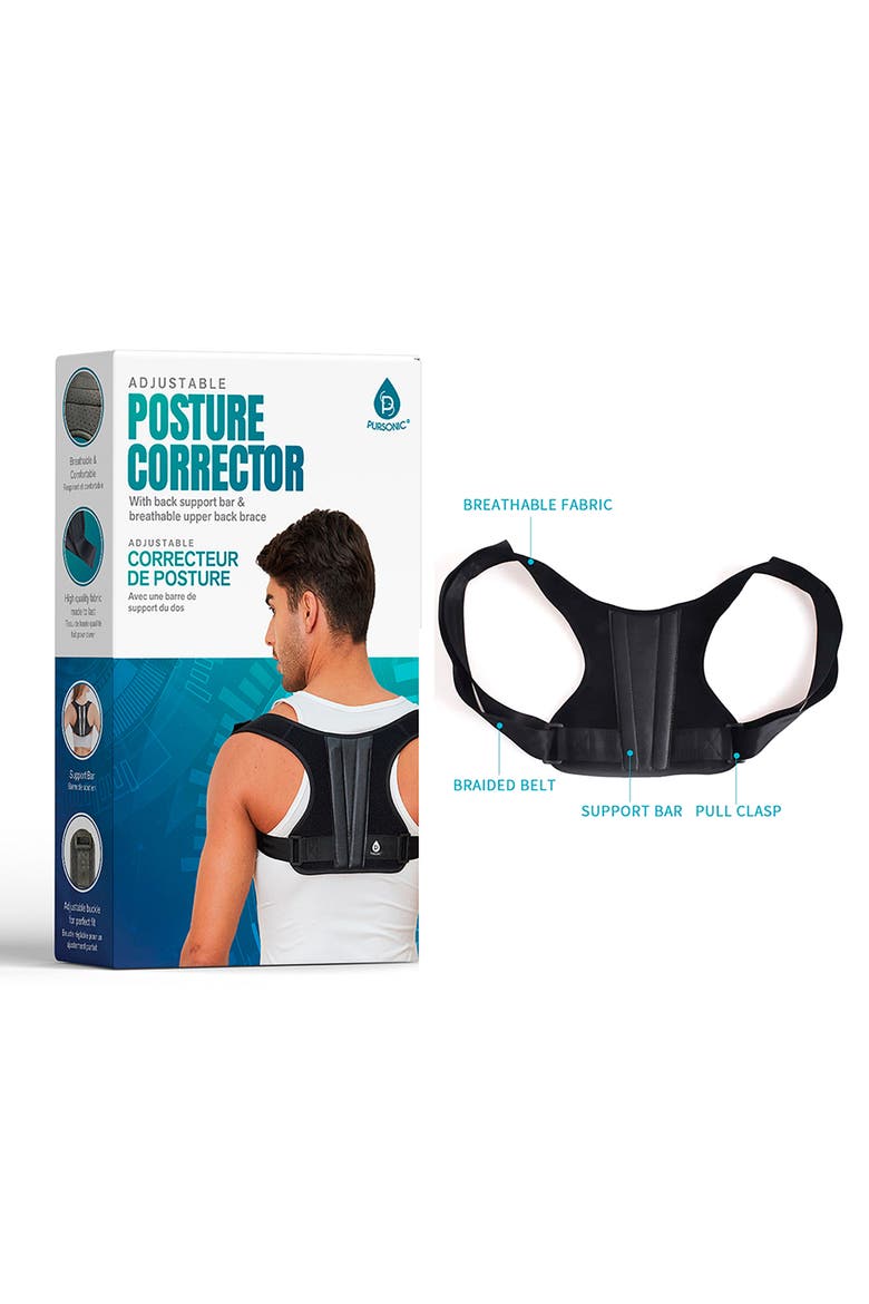 Posture Corrector With Back Support, Alternate, color, Black