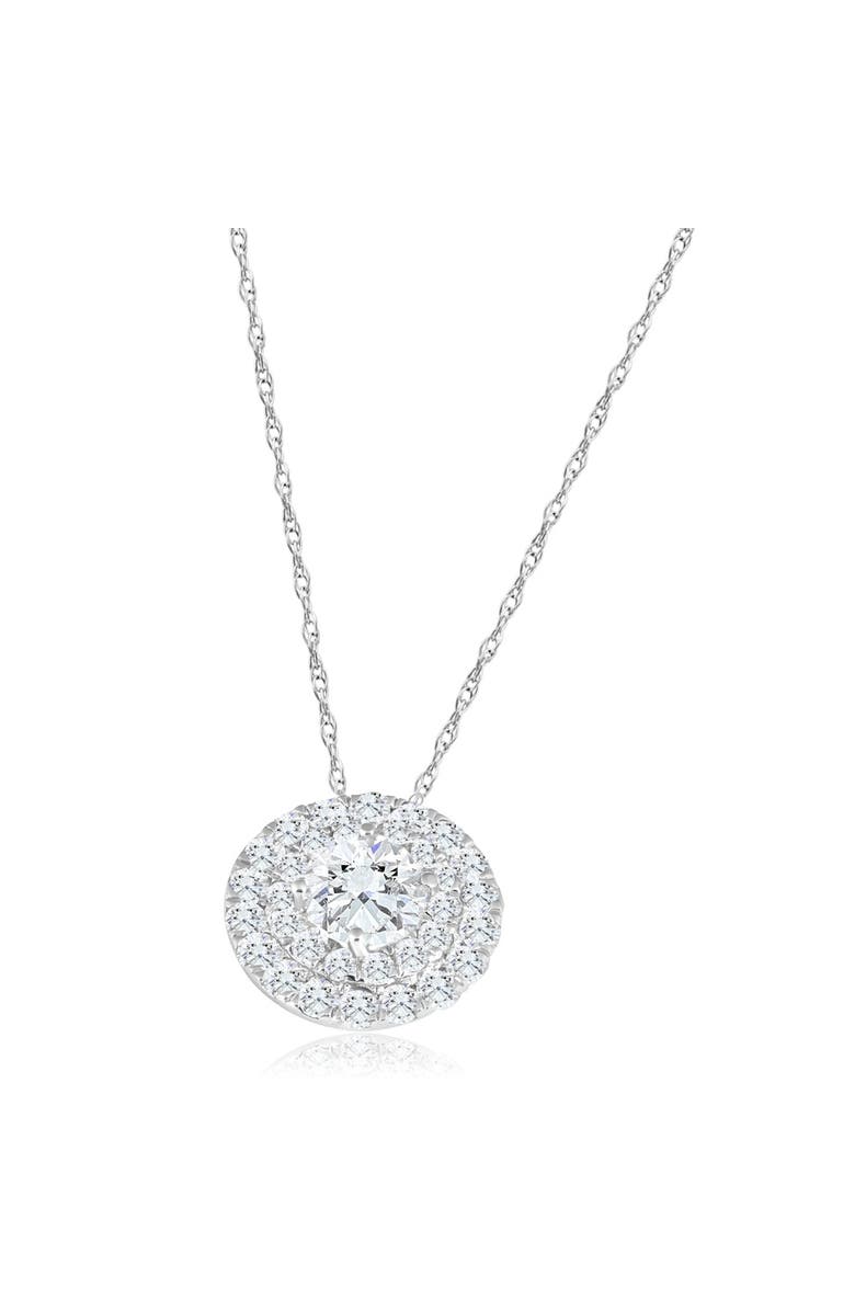 Bliss Diamond 2 1/5Ct TW Diamond (1ct center) Round Halo Pendant Gold Necklace Lab Grown, Alternate, color,
