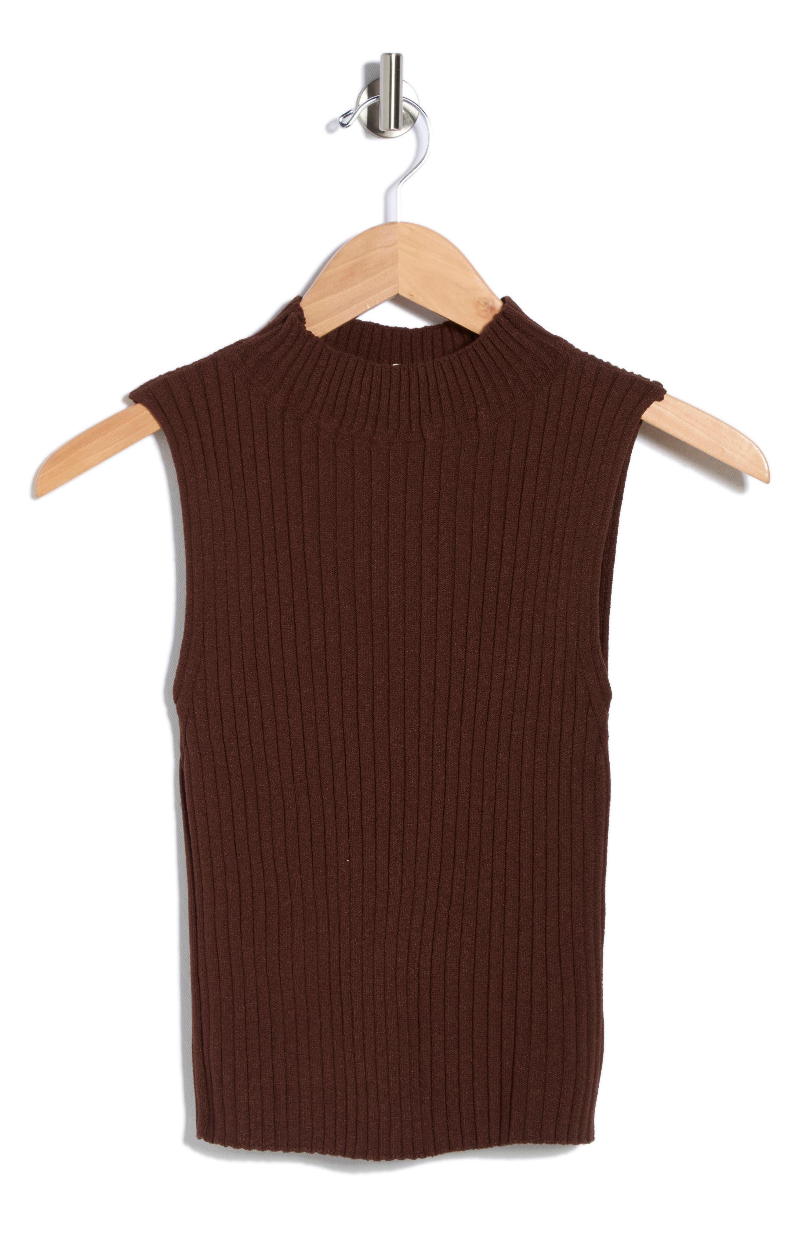 DRESS TO Mock Neck Ribbed Sweater Tank