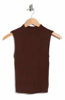 DRESS TO Mock Neck Ribbed Sweater Tank