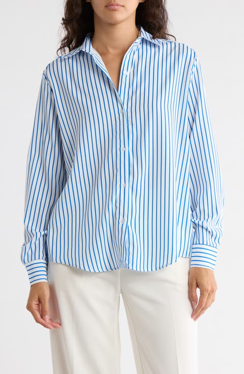 Stripe Long Sleeve Button-Up Shirt