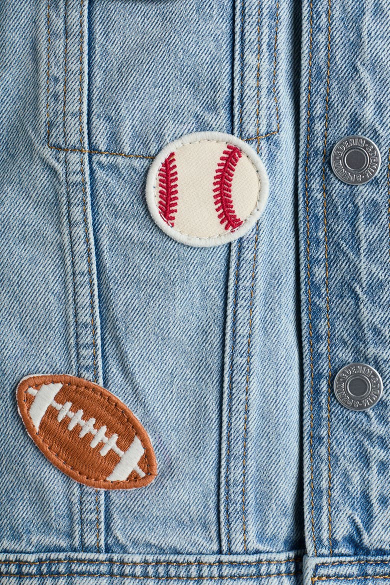Motif-detail Denim Jacket, Alternate, color, Light denim blue/Sports League