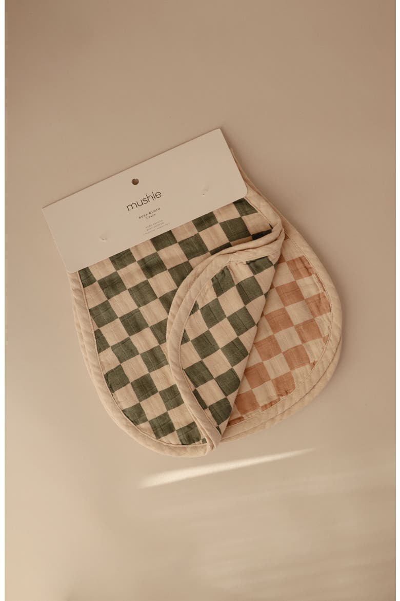 Assorted 2-Pack Organic Cotton Muslin Burp Cloths, Alternate, color, OLIVE CHECK/NATURAL CHECK