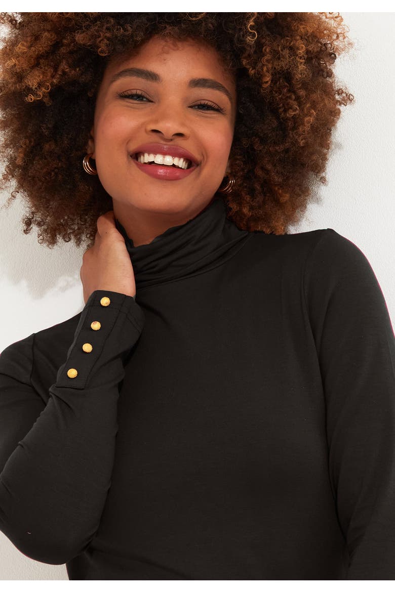 Stretch Knit Turtleneck Tee, Main, color, BLACK