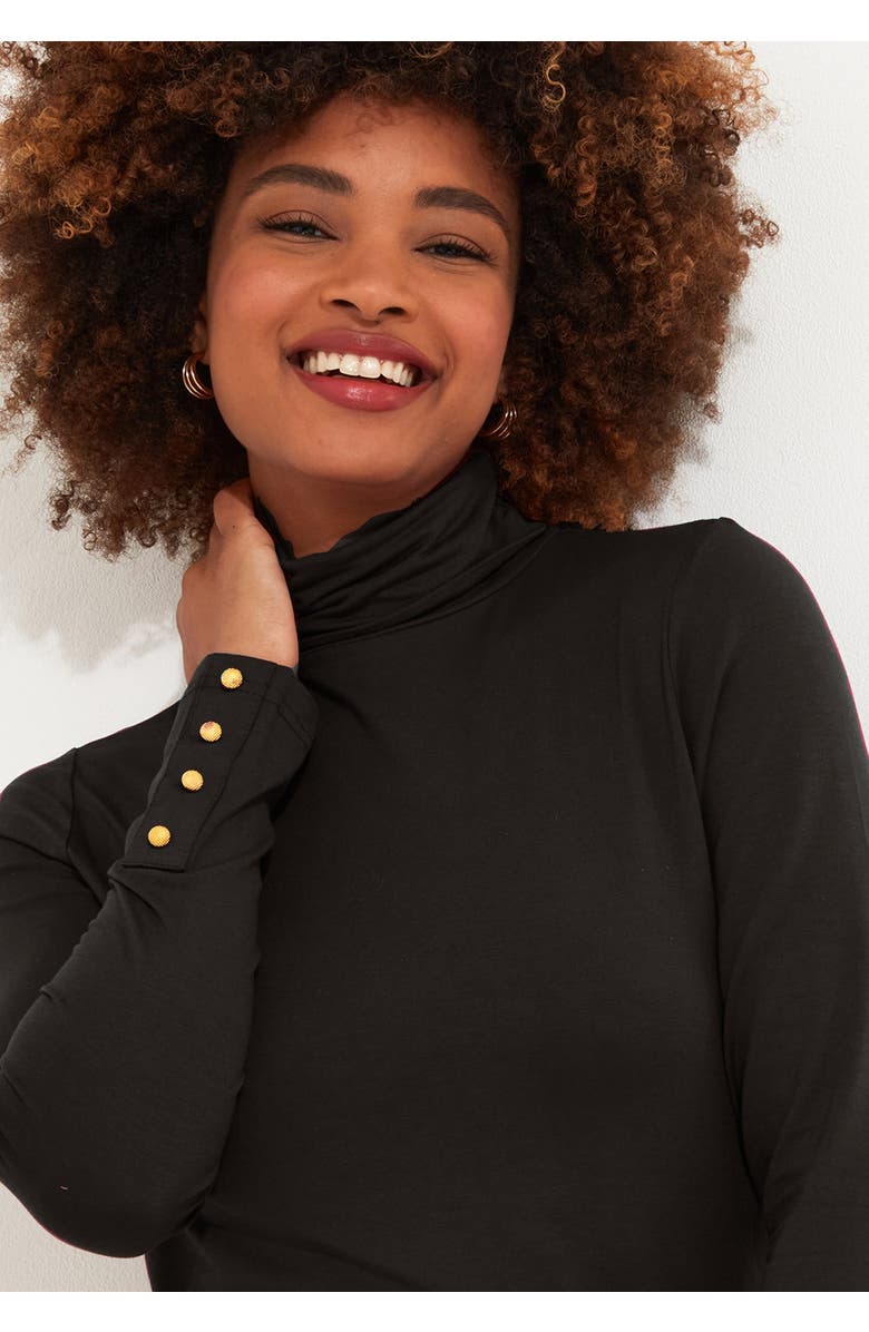 Joe Browns Stretch Knit Turtleneck Tee, Main, color, Black