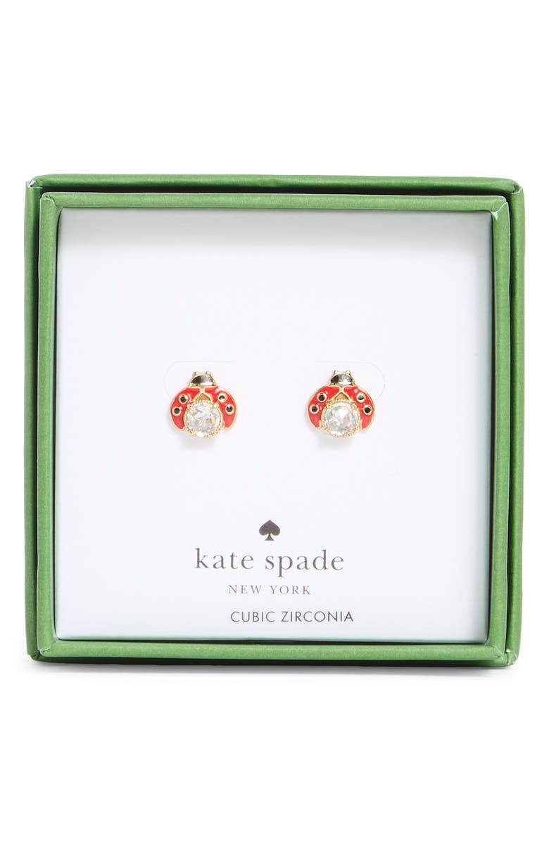 Kate Spade New York ladybug stud earrings, Main, color, Clear / Gold