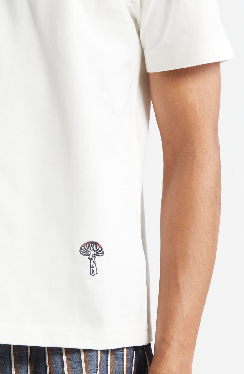 Bottega Veneta Embroidered Mushroom Pima Cotton Jersey T-Shirt, Alternate, color, 9071 Chalk
