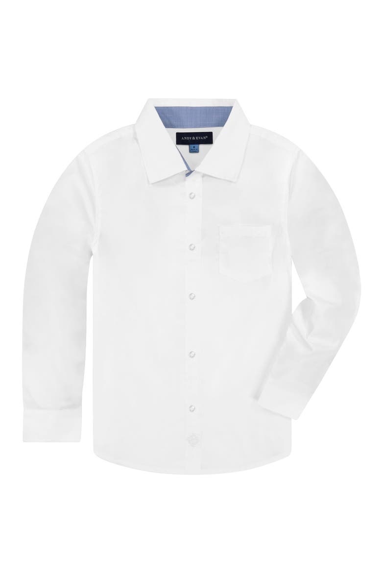 Kids' Cotton Button-Up Shirt, Alternate, color, NATURAL