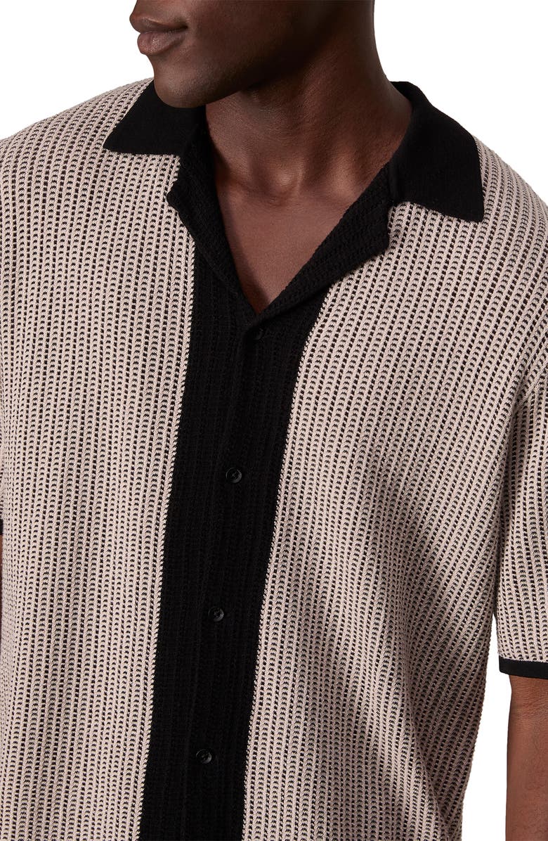 rag & bone Harvey Retro Stripe Knit Cotton Camp Shirt, Alternate, color,