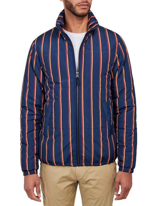 Construct Stripe Puffer Jacket In Multi