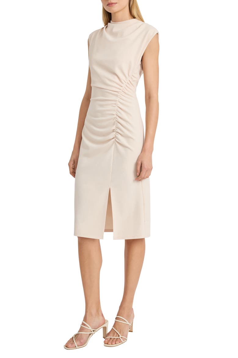 Cowl Neck Sleeveless Ruched Midi Dress, Alternate, color, HORN