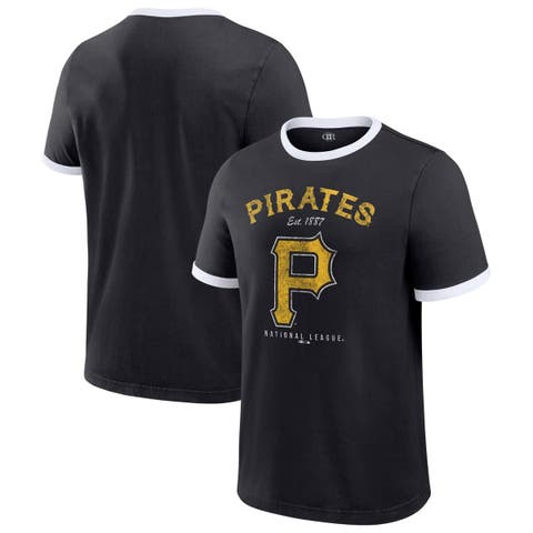 Men's Darius Rucker Collection by Fanatics  Black Pittsburgh Pirates Washed Ringer T-Shirt