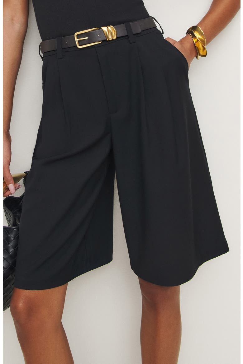 Drew Pleated Bermuda Shorts, Alternate, color, PITCH BLACK