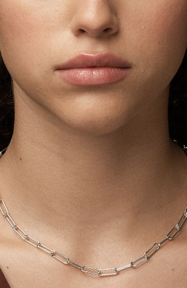 Bearfruit Jewelry Sterling Silver 18k Gold Plated Amelia Chain Statement Necklace, Alternate, color, Silver