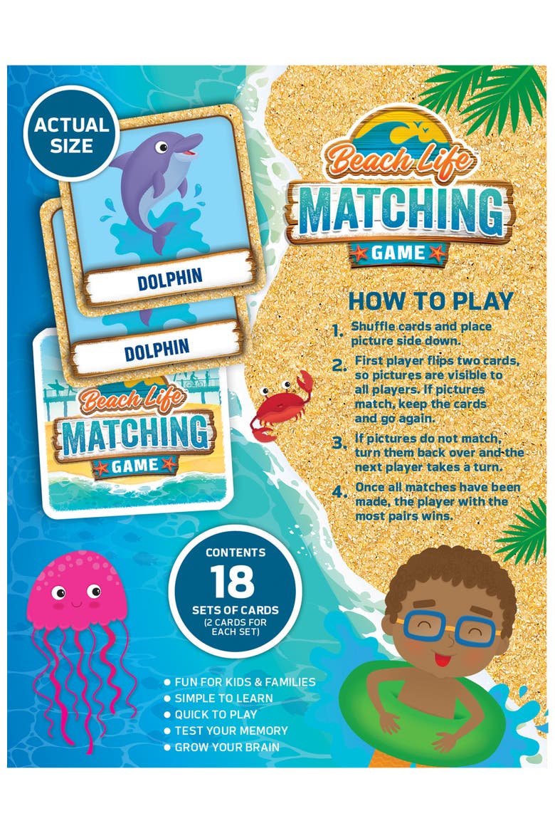 Beach Life Matching Game, Alternate, color, Multicolor