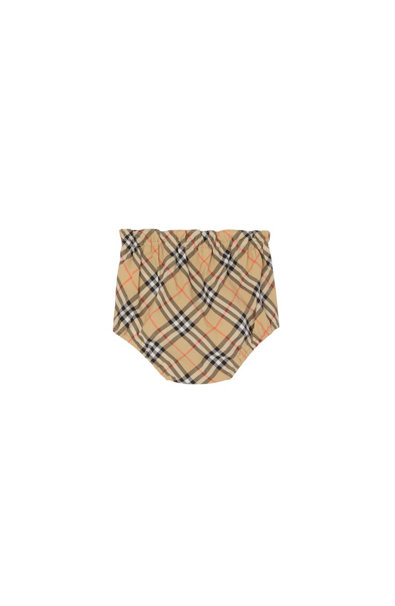 Burberry Check Bow Cotton Dress with Bloomers, Alternate, color, White