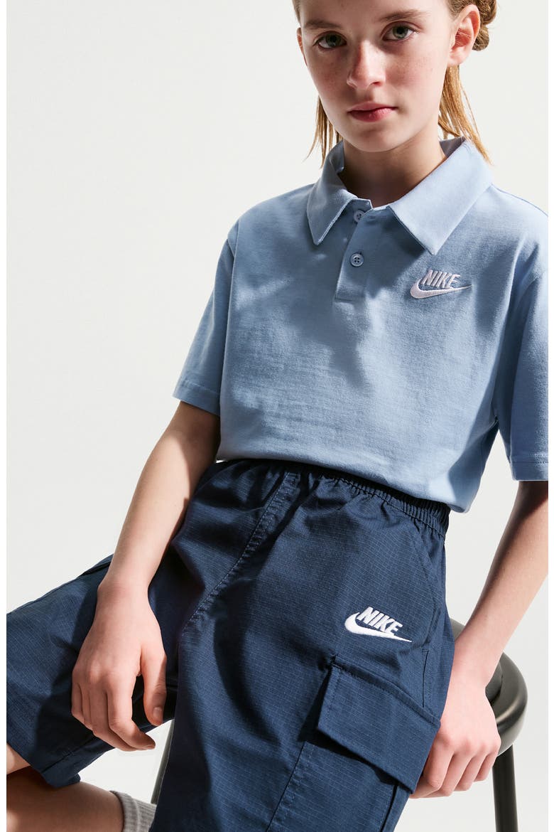 Kids' Sportswear Club Woven Cargo Shorts, Alternate, color, MIDNIGHT NAVY/ WHITE