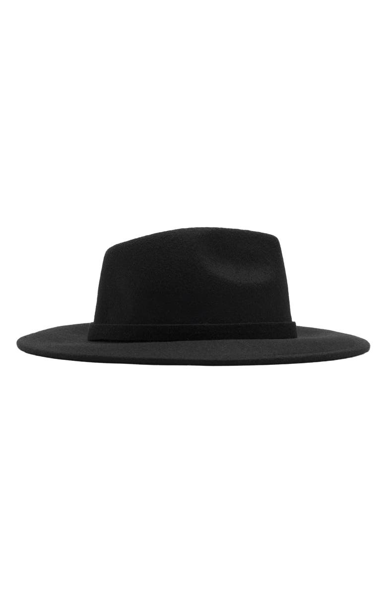 MANGO Wool Felt Fedora, Alternate, color, Black