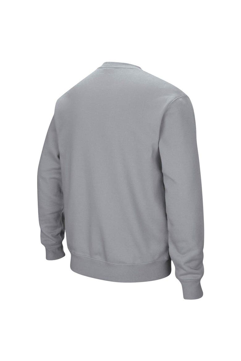 Men's Colosseum Heathered Gray Gonzaga Bulldogs Arch & Logo Tackle Twill Pullover Sweatshirt, Alternate, color, Heather Gray