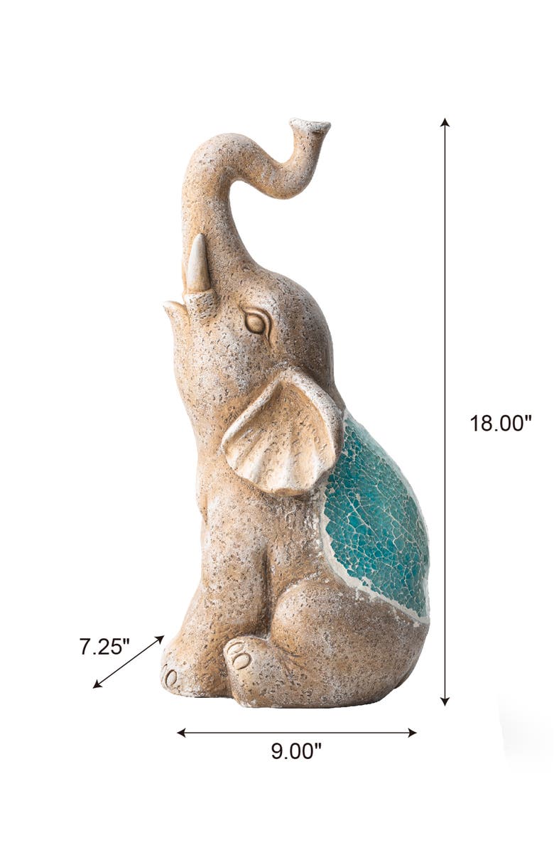 Glitzhome MGO Faux Granite and Mosaic Sitting Elephant Statue, Alternate, color, Light Beige