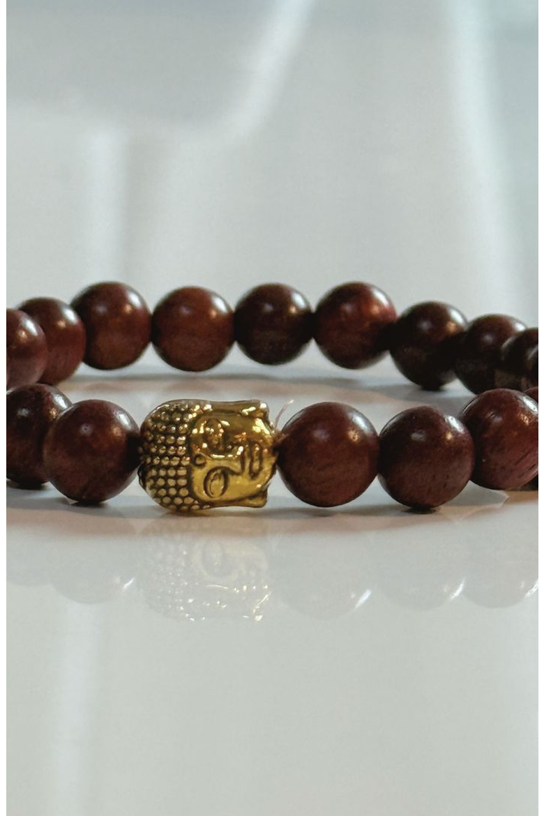 Buddha Crystal Beaded Bracelet, Alternate, color, Wood