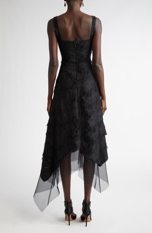 Jason Wu Collection Asymmetrical Fray Jacquard Midi Dress With Bustier In Black