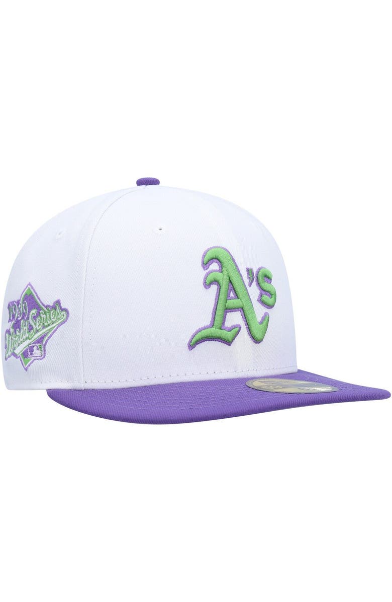 New Era Men's New Era White Oakland Athletics 1989 World Series Side Patch 59FIFTY Fitted Hat, Main, color, White