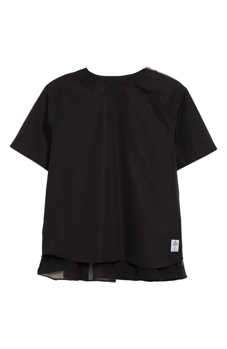 Sacai x Thomas Mason Stripe Mixed Media Top, Alternate, color, 