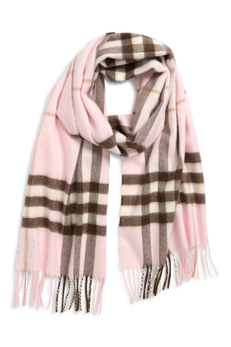 Giant Check Cashmere Scarf, Main, color, BOW PINK