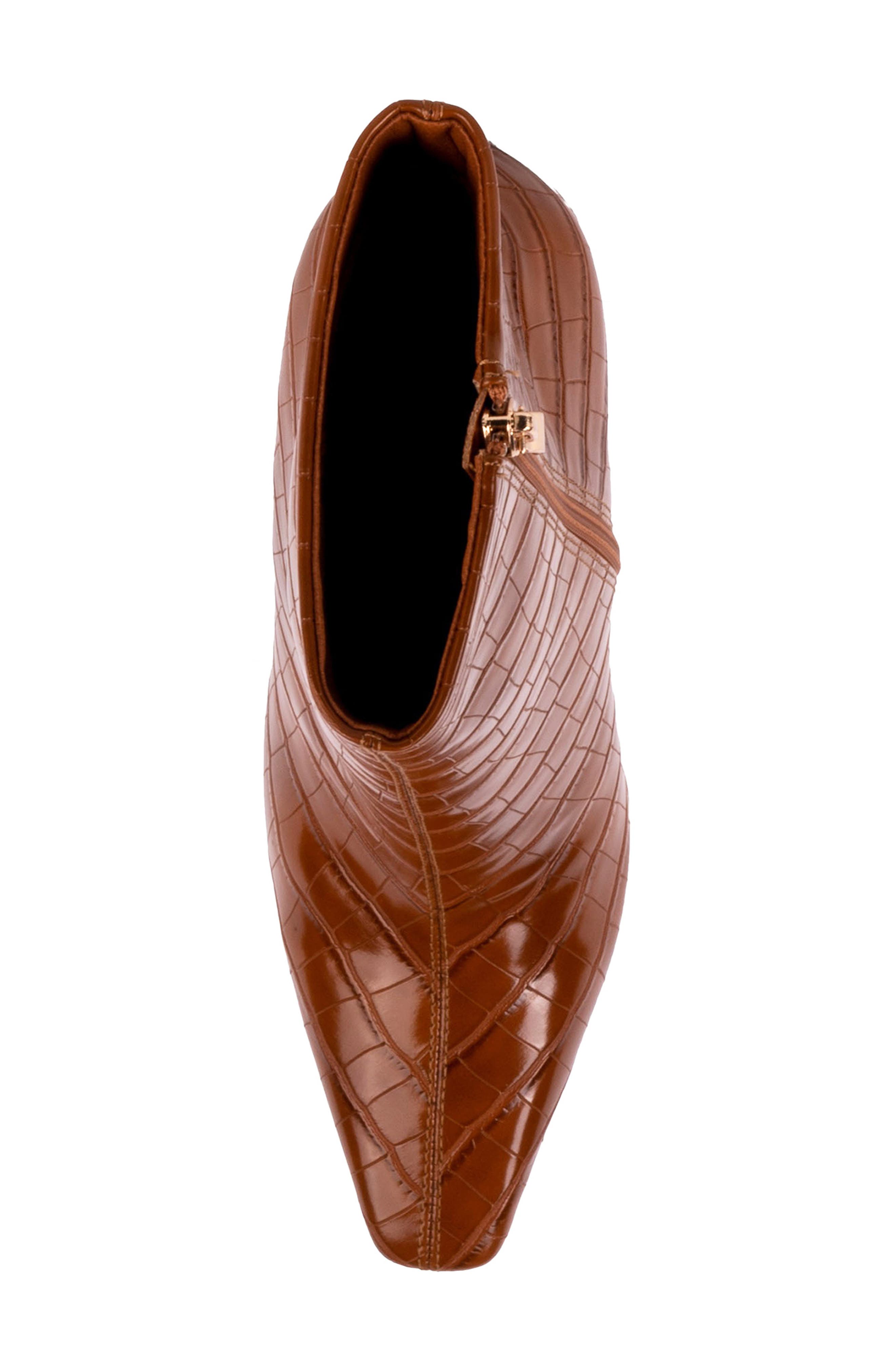 Via Croc Embossed Block Heel Bootie, Alternate, color, COGNAC