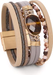 SAACHI Nirvana Beaded Leather Bracelet