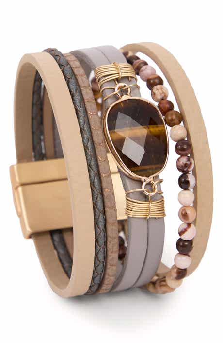 SAACHI Nirvana Beaded Leather Bracelet