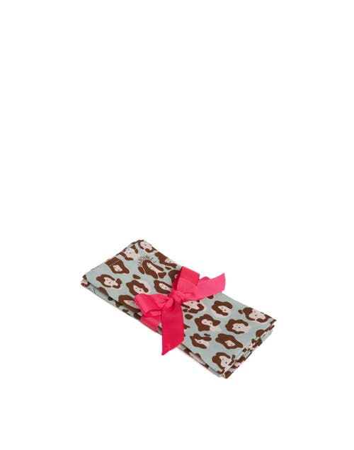 La Doublej Large Napkins Set Of 2 (45x45) Lady Leopard Acqua Acquamarin In Lady Leopard Acqua Acquamarin